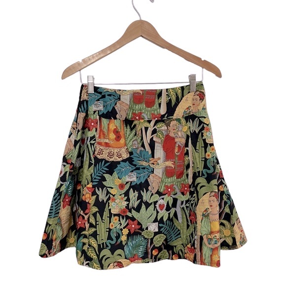 Artsy Frida Khalo Print A-Line Mini Skirt - Picture 2 of 6